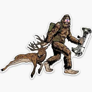 Bigfoot Deer Hunting Sticker, Funny Hunting Vinyl Sticker For Truck, Refrigerator, Appliance, Durable Waterproof Outdoor Sticker For Hunters, Hikers, Bigfoot Fans,Laptop Water Bottle Decal