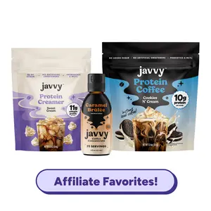 Javvy TikTok Exclusive Bundle - Affiliate Favorites: The Affiliate All-Star Trio Cookies N' Cream Protein Coffee + Caramel Brûlée Coffee Concentrate + Sweet Cream Protein Creamer