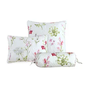 Carlotta Light Pink Blue Floral Print Decor Throw Pillows (Set of 3)