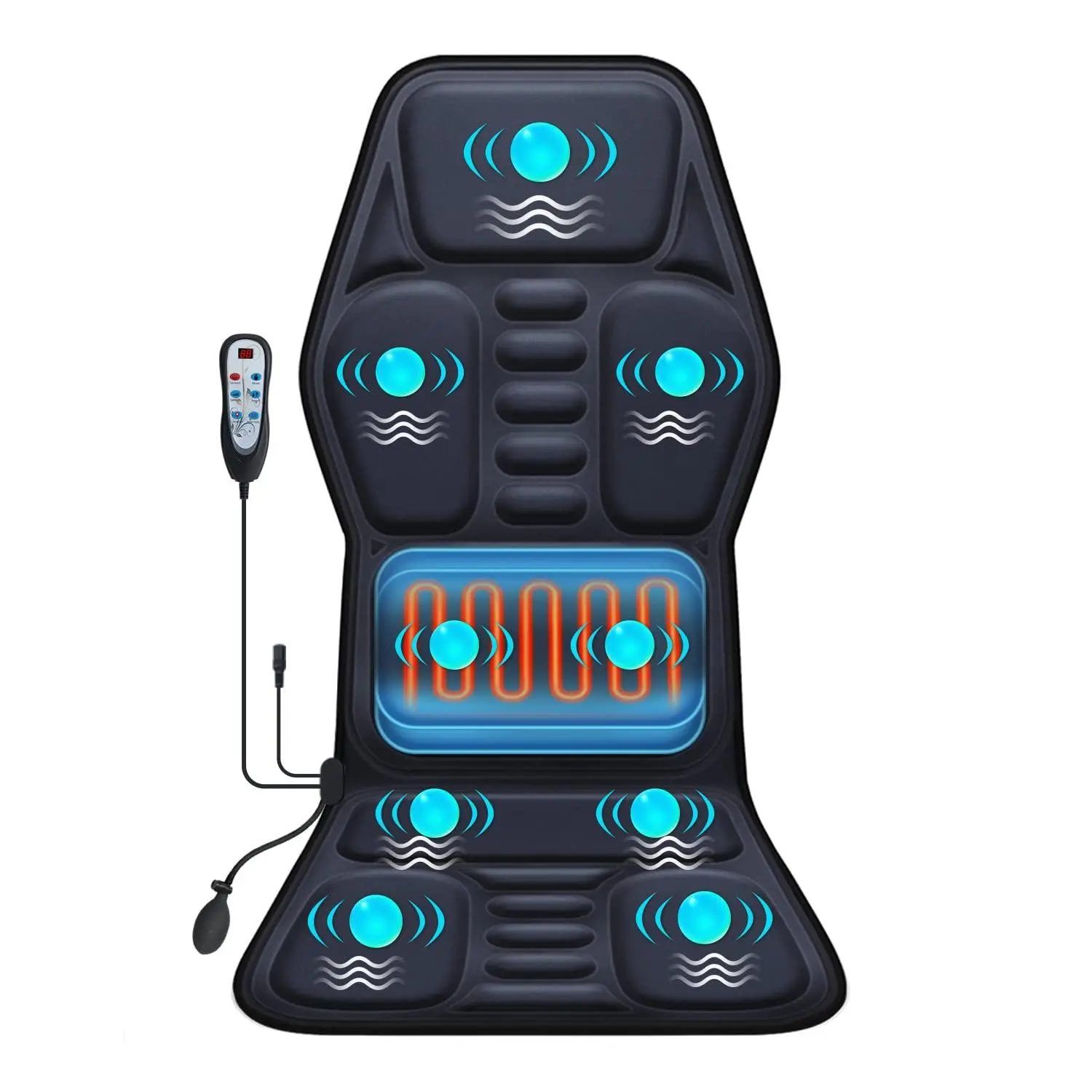 Electric Massage Seat Cushion Pad with Heat - 9 Massage Styles, Lumbar Support, Muscle & Fatigue Stress Relief - Home Office Use Back Massager Chair Pad for Adults, Gift