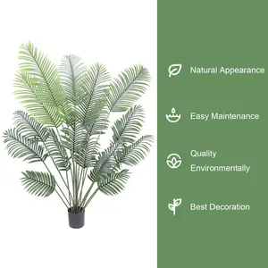 6 FT Artificial Areca Palm Tree - Realistic Fake Palm Plant with 18 Leaves - Ideal for Indoor & Outdoor Modern Decor - 5.25 FT Option with 15 Leaves - Perfect Housewarming Gift