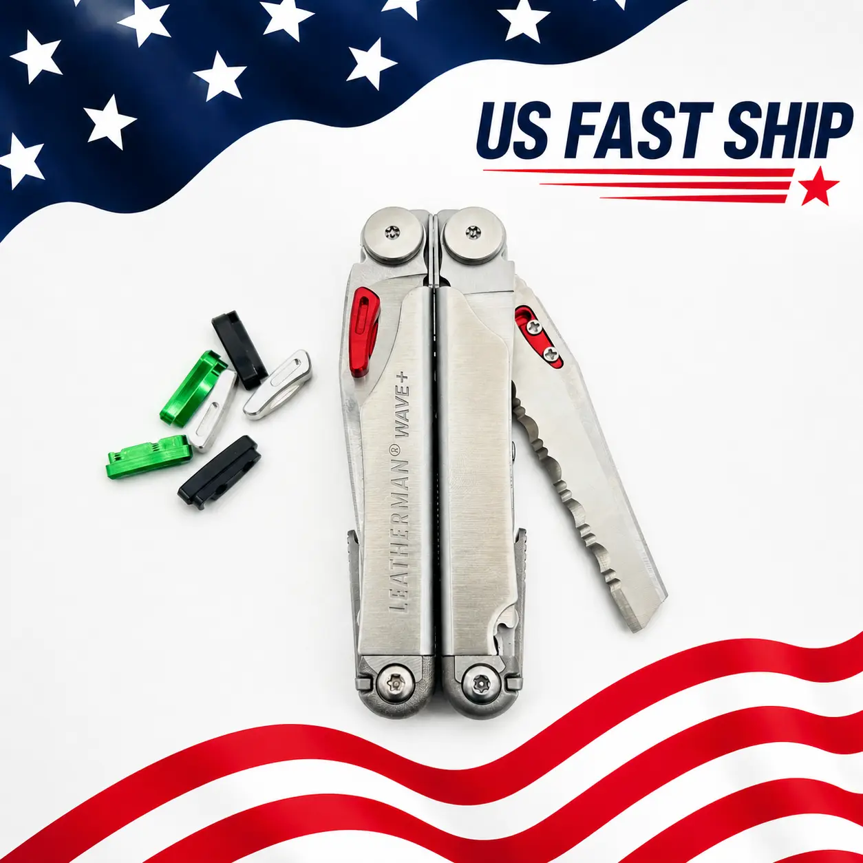 Green Premium Thumb Stud Upgrade Kit For Leatherman WAVE – Custom Fast-Deployment Mod