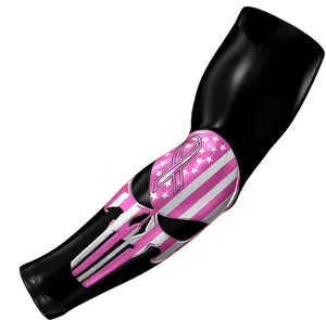 Baseball Sports Compression Arm Sleeve Pink Ribbon Cancer Awareness Punisher Skull