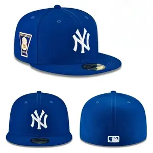 New Era New York Yankees 59FIFTY Fitted Cap Royal Blue Edition with White Logo and World Series Patch Flat Brim Baseball Hat MLB Streetwear Cap for Men Women