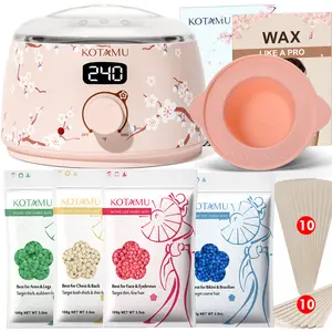 KOTAMU Waxing Kit for Women & Men, Wax Warmer for Hair Removal, Digital Wax Kit with Silicone Pot，Ideal for Face Eyebrow Arm Legs Armpit &Sensitive Skin