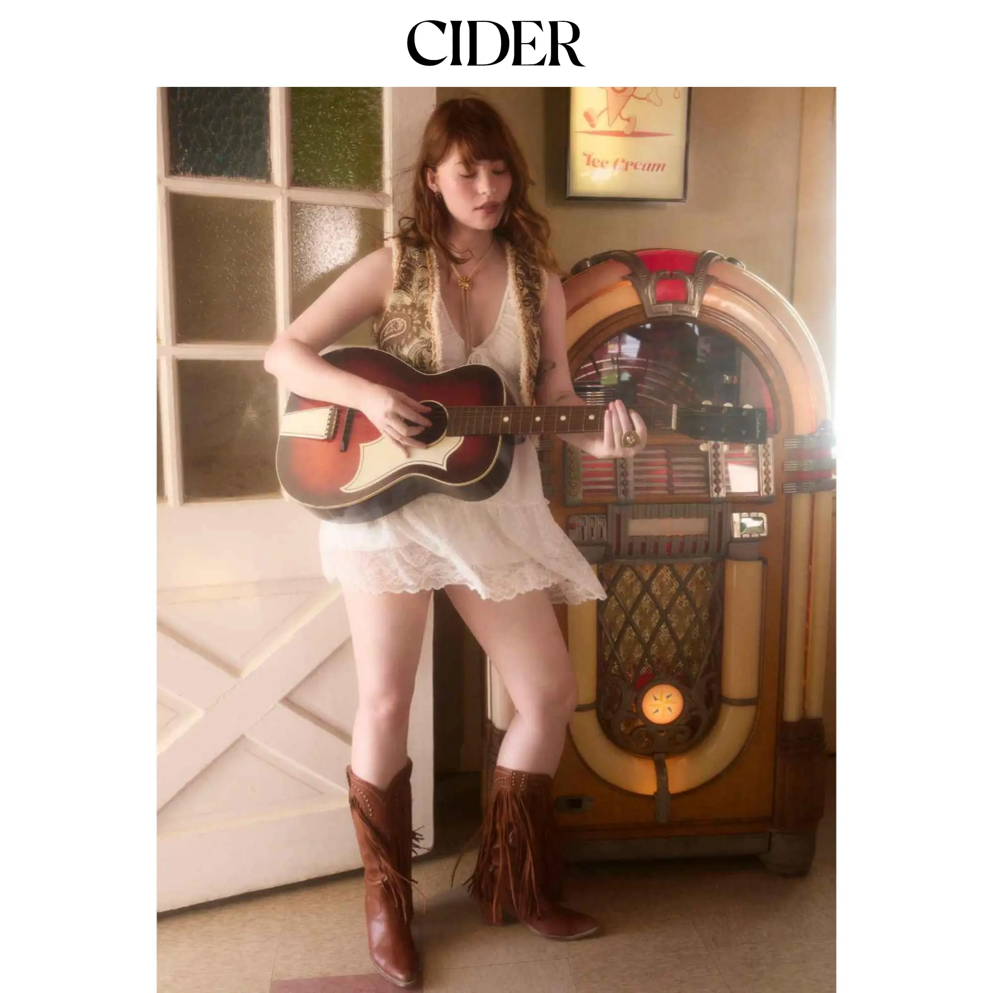 Cider [size 2-26] Faux Fur V-neck Paisley Vest