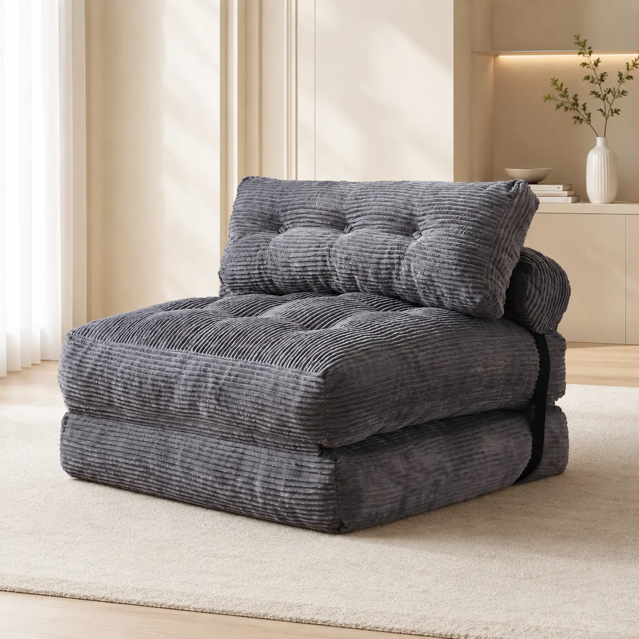 HARBORA 3-In-1 No Assembly Foldable Corduroy Sofa Bed, Vacuum Compressed 48H Fast Expand Multi Use Floor Lazy Couch, Space Saving Convertible Guest Bed For Small Apartment & Pet Owners,magic furniture,sofa living room furniture super bonelesscouches