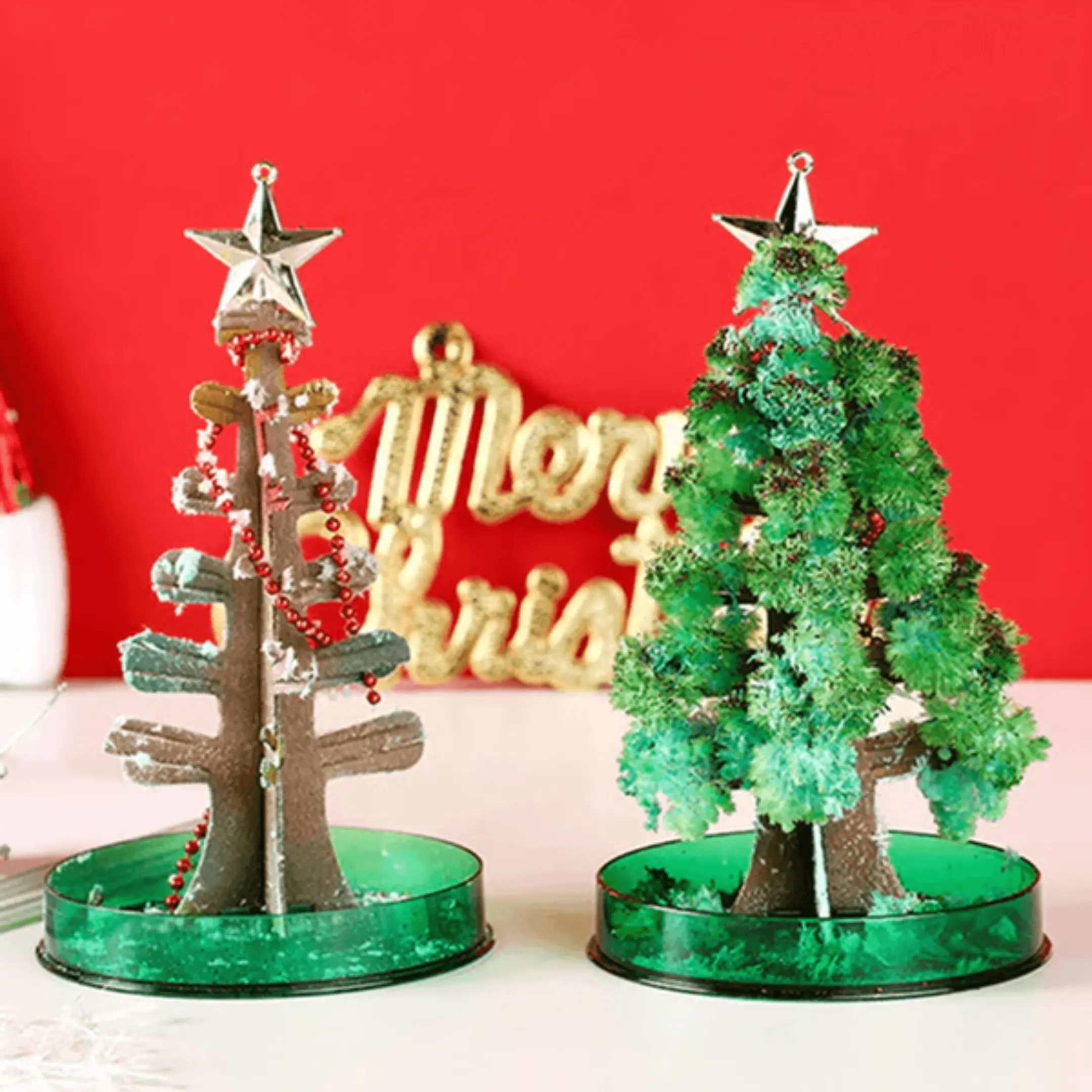 DIY Magic Growing Christmas Tree with Crystal Blossom, Star Top, Beaded Garland & Crystals, Festive Home Party Decoration, Ideal Holiday Gift for Gift Lovers (Home Supplies), None