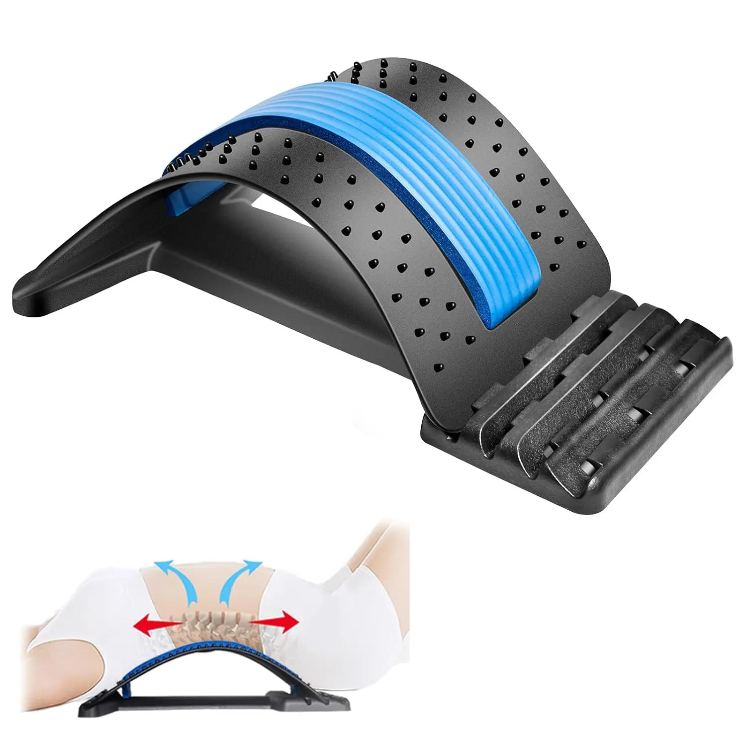 4-Level Adjustable Back Stretcher, ABS Plastic Lumbar Board for Lower Back Pain Relief, Spine Decompression & Scoliosis Support, Portable Home Training Equipment, Portable Fitness Equipment, Exercise Equipment