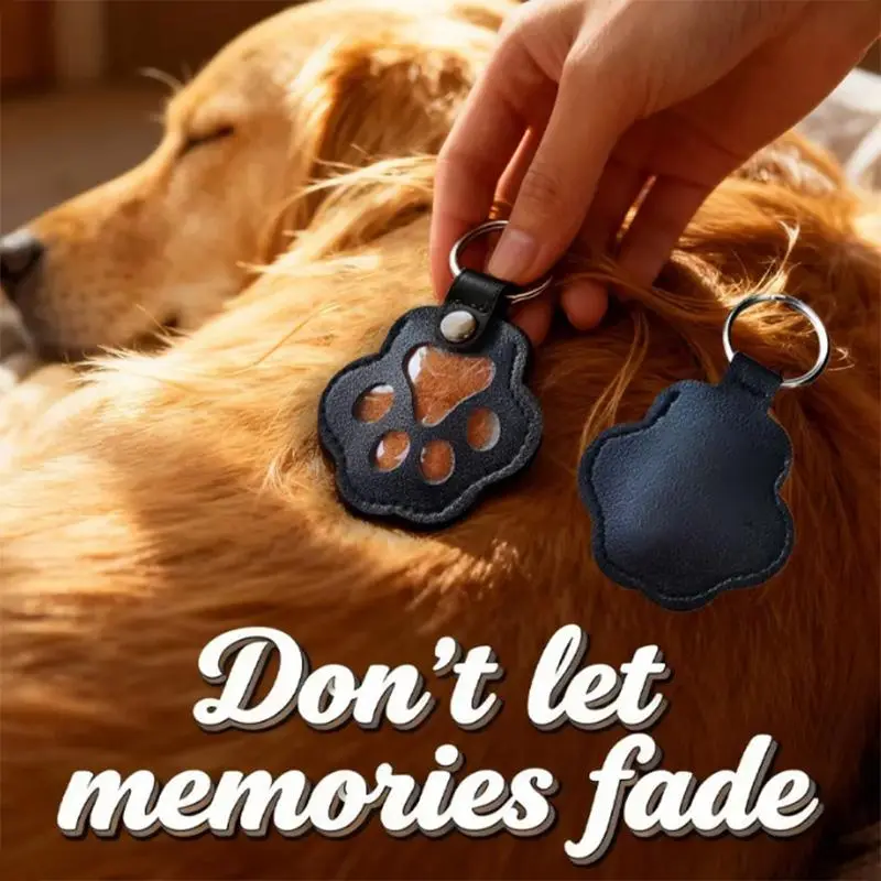 Dog Paw Pet Hair Memorial Locket Keychain Mini Fur Storage Holder for Cats Dogs Lightweight Durable Pet Remembrance Keepsake Accessory Daily Carry Pet Loss Gift