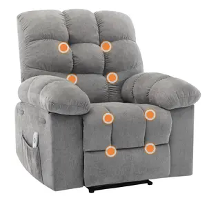 Garvee Ergonomic Recliner Rocking Chair with Massage & Heat – Wide Overstuffed Design – Breathable Upholstery – Remote Control & Dual Side Pockets – Comfortable Accent Chair for Living Room or Bedroom
