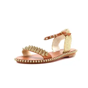 Pre-owned Christian Louboutin Women's Cordorella Spike Sandals Leather by Rebag