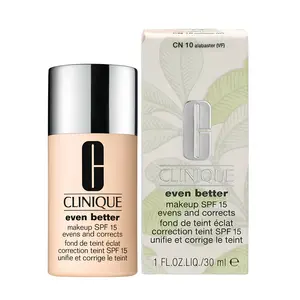 Clinique Even Better Makeup SPF 15 Foundation Evens and Corrects CN 10 Alabaster (Very Fair), 1.0 Ounce