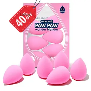 makeup Sponge Set Latex Free and High-definition Set of 6 makeup Wonder blender For Powder Cream and Liquid, Super Soft Wonder Beauty Cosmetic Pretty in Pink Makeup Sponge teardrop
