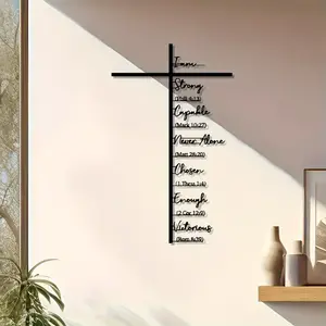 Christian Wall Art Decor, Jesus Cross Statue Painting, Letter Print Cross, Indoor Decoration Ideal Gift for Christians, Religious Home Accent