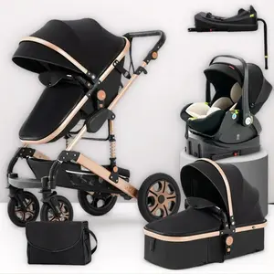 3-in-1 Multi-Role Baby Stroller Travel System with Car Seat Base, Adjustable Bassinet, Folding Newborn Design, Reversible Seat, Lightweight Build, Backpack, Changing Pad, Large Storage, Zip Footcover