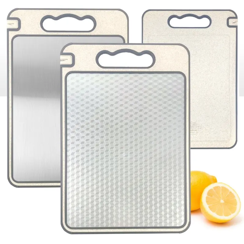 Stainless Steel Cutting Board, Double-Sided Meat Chopping Board, 14.37 X 9.84 Inches, Dishwasher Safe, Durable Kitchen Accessory, Steel Cutting Boards For Kitchen