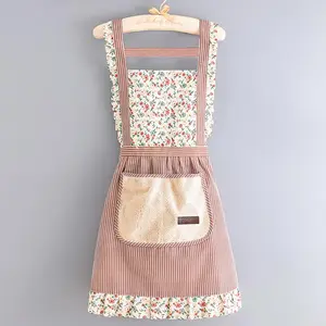 Floral Print Apron, Cute Casual Breathable Kitchen Cooking Apron, Women's Cookware for Home Use