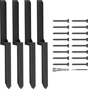 Thickened Steel Fence Post Repair Kit 4Pack, Heavy Duty Anchor Stakes for Broken Wooden Posts, No Splicing Design, Ground Spike Repair for Tilted Vinyl Fences, Fence Post Fixing Kit