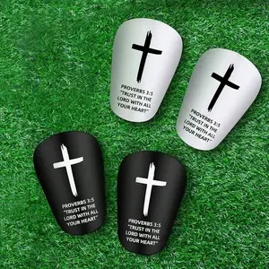 Mini Bible Quote Football Shin Guards, Football Accessories, Christian Faith Design, Size 3.93x2.36 Inches, Suitable for Youth and Adults