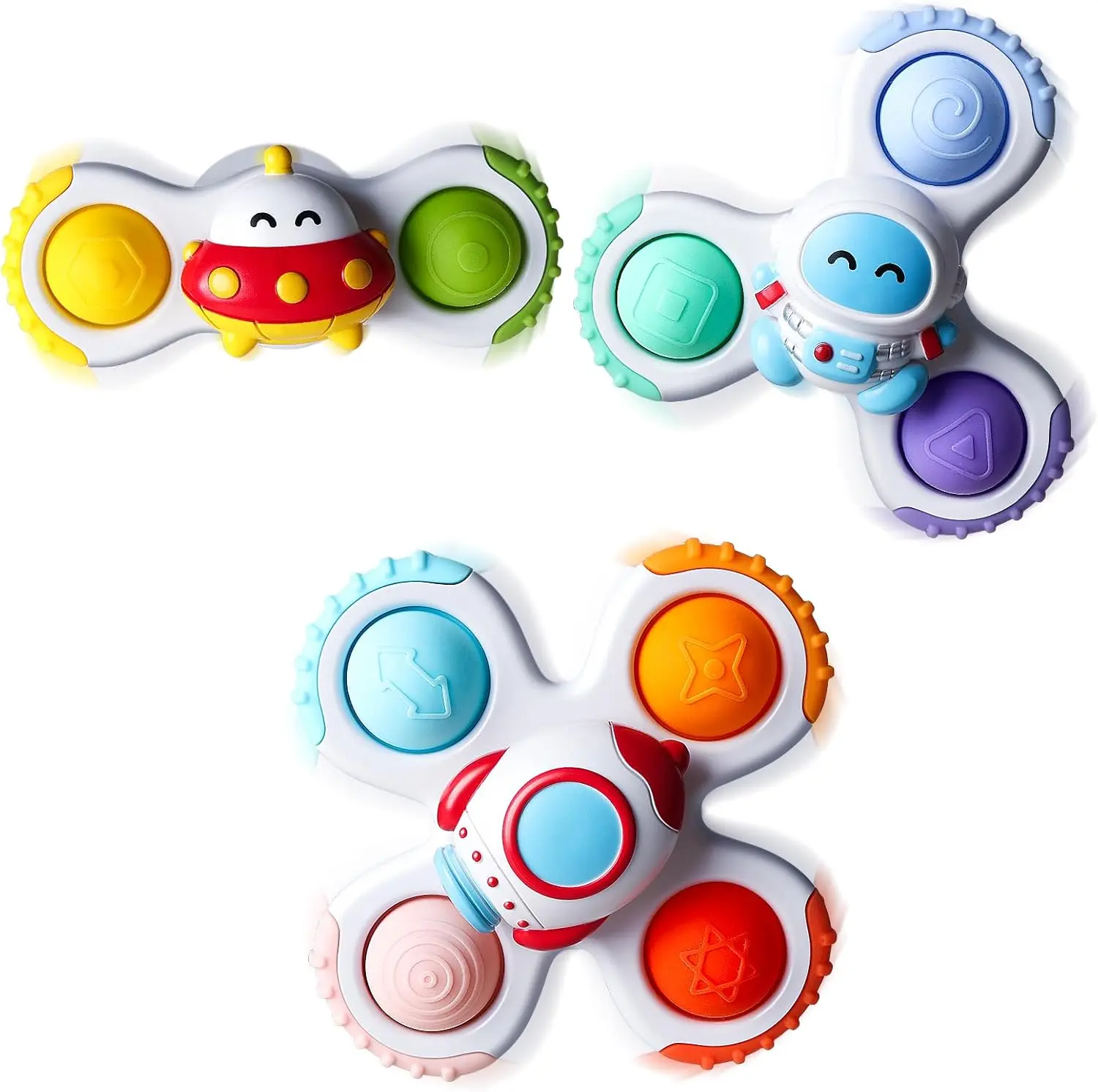 3PCS Pop Suction Cup Spinner Toys for 1 Year Old Boy Girl|Novelty Spinning Tops Toddler Toys Age 1-2|Sensory Baby Bath Toy for Toddlers 1-3|12 18 Months Boy Birthday Gift for Infant