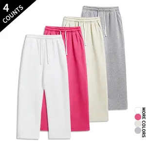 “4-Pack/4 Counts” Urban Casual 4-Piece Drawstring Jogger Pants Set — Oversized, Flowy Straight-Leg Everyday Sweatpants