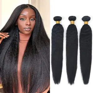 Kinky Straight Bundles Human Hair Bundles Yaki Straight one bundle 3 bundles Human hair Kinky Straight