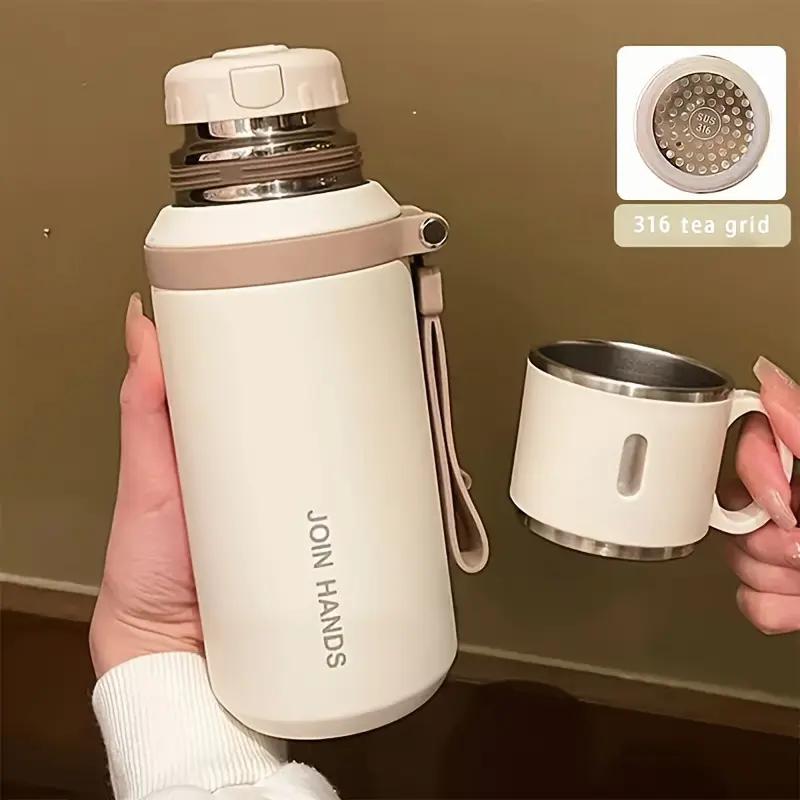 600ml - 20.29oz Double-Wall Vacuum Insulated Stainless Steel | Leak-Proof Lid with Handle, Suitable for Outdoors, Travel, Office, Gym - High-Quality Insulation, - Includes Cleaning Brush