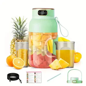 Green XL 40.58oz Portable Juicer, USB Rechargeable with Dual Lids, Silicone Straw &amp; Type-C Cable, Ideal for Travel &amp; Active Life