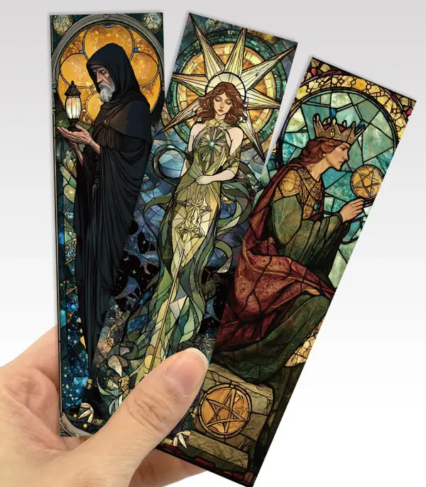 Tarot Inspired Laminated Bookmarks-Medieval Style- Cardstock -2 pack
