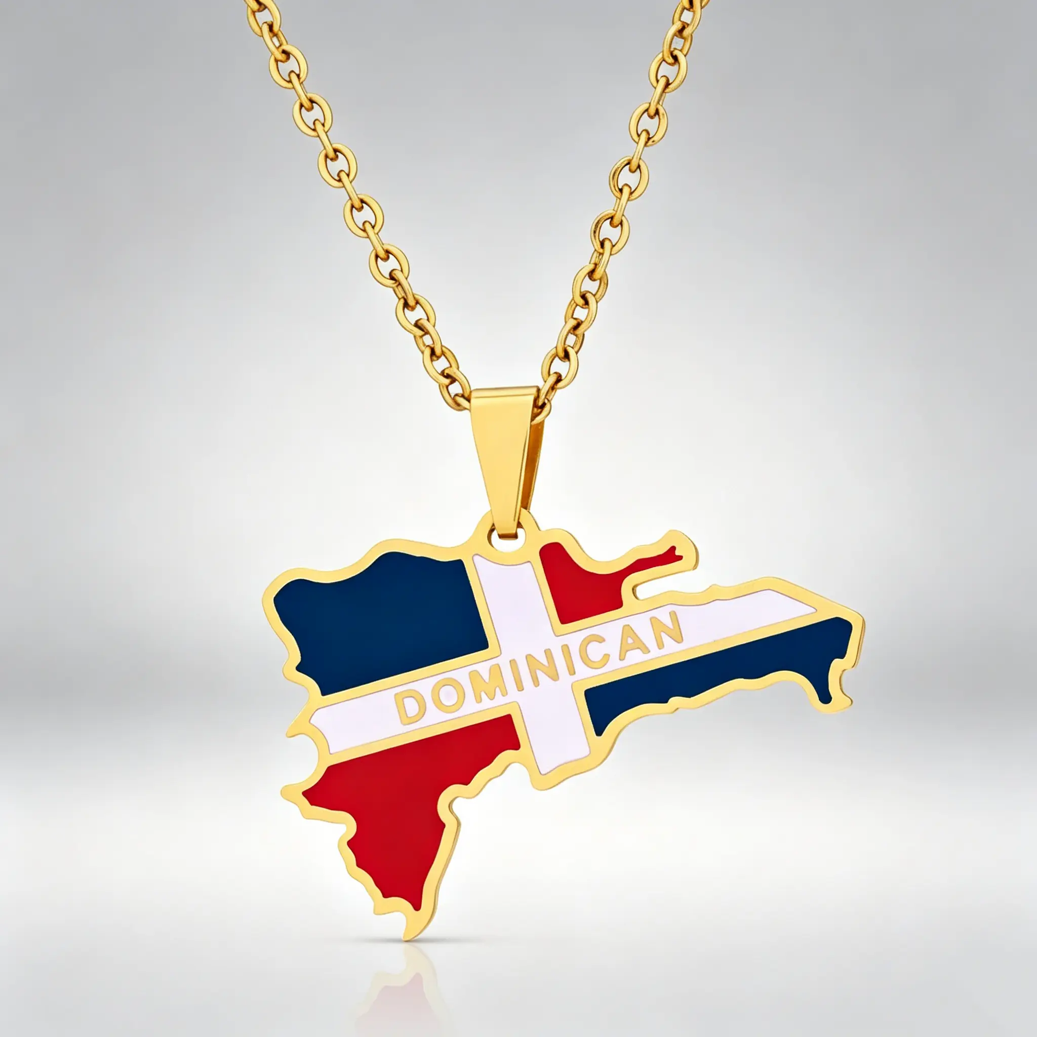 Dominican Pendant Necklace Vintage Oil Dripping Design Accessory Gift for Men and Women