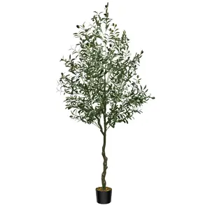 6FT Artificial Olive Tree - Lifelike Faux Olive Plant with Realistic Leaves - Indoor & Outdoor Decor for Home, Living Room, Bedroom, Balcony, Office, and Garden