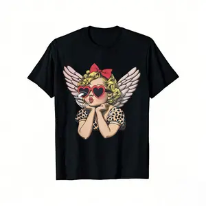 Retro Cupid Cute Leopard-Print Cupid Blowing Bubbles T-Shirt