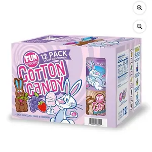 Fun Sweets Easter Cotton Candy Variety Pack 12 ct Assorted Flavors Chocolate Grape Strawberry