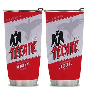 1pc 20oz Stainless Steel Insulated Cup, Tecate Packaging Design Pattern, Durable & Reusable, Perfect for Coffee & Tea, Ideal Gift Choice