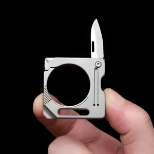 Multifunctional Titanium Alloy Keychain Mini Pocket Knife, Portable Screwdriver Tool, Fixed Blade Surface, Ideal for Everyday Use