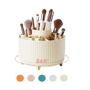 【Local Shipping】360° Rotating Makeup Brush Holder, Multi-Color 5-Slot Organizer for Cosmetics, Nail Polish, Art Supplies - Bathroom Vanity & Desktop Organizer