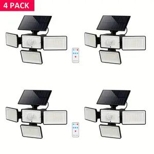 1/2/4/6pcs Solar Auto Sensor Outdoor Lights, Home Warming Gift, Practical Gift, Super Bright and Wide Floodlight, Security Light, Four Modes, 270° Lighting Angle, Remote Control, Suitable for Patio, Garage, Porch, Outdoor Party, Shipment within 1-2 days