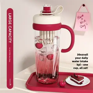 32oz Tea Infuser Water Bottle with Straw| Large Capacity BPA-Free Plastic Cup, High Temperature Resistant Anti-Drop for Women Home & Outdoor Hydration