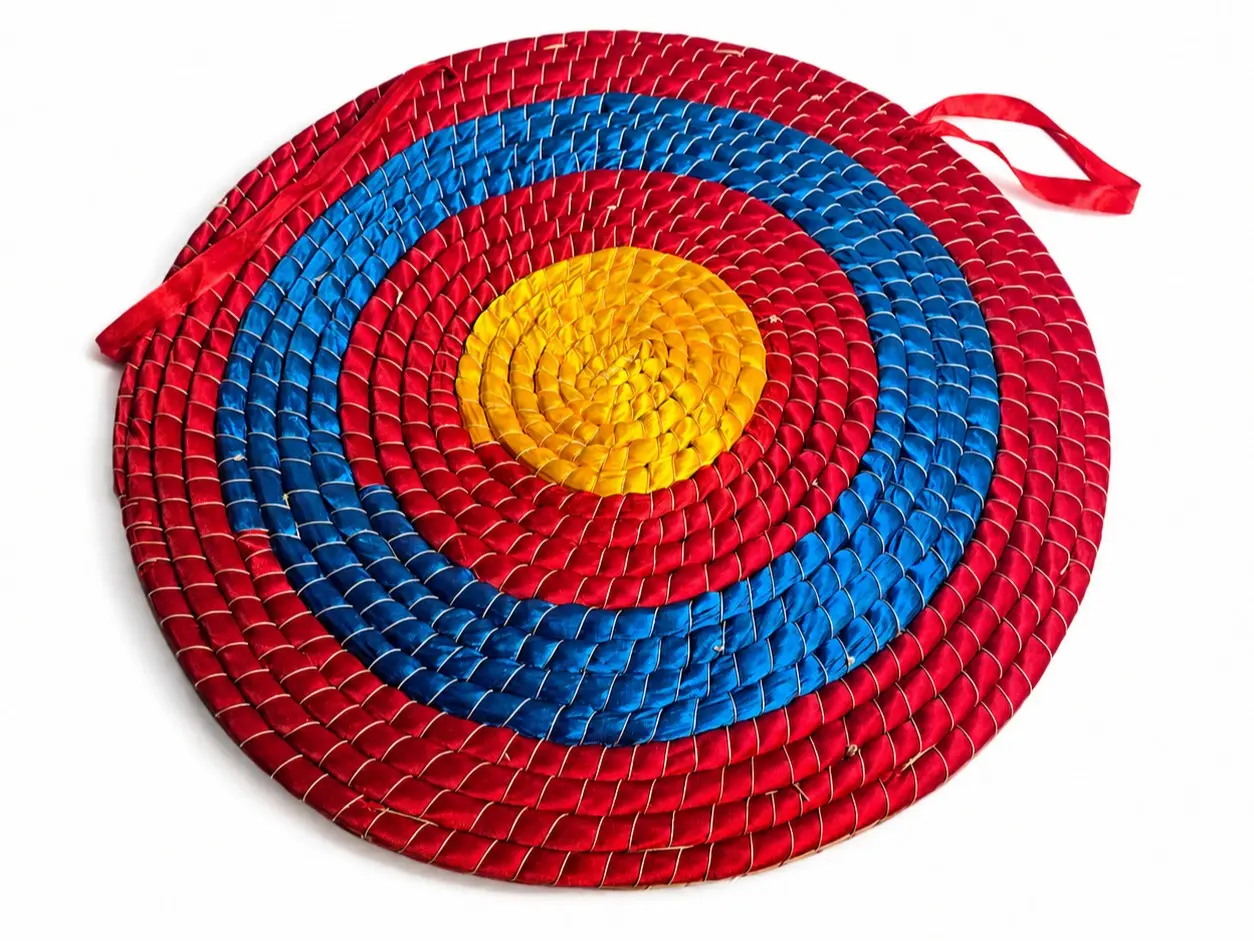 2-Layer Straw Archery Target – Traditional Handwoven Round Practice Target with Hanging Straps | Recurve & Longbow Target