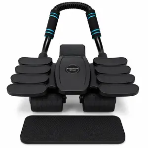 Automatic Rebound Ab Roller with Elbow Support, 4 Wheel Core Trainer, Built-in Phone Holder with Knee Mat, Stable Abdominal Exercise Wheel for Home Gym Fitness Equipment for Women and Men, Core Workout Roller, Compact Training Equipment