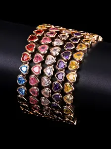 1pc Fashionable multi-color heart-shaped elastic bangle simple 18k gold plated unisex bracelet, Fashion Bracelets, suitable for multiple occasions, Christmas and Halloween gift Heart Design Bracelet