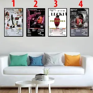 (No Frame) Generic Lucki Poster 4 Pcs Album Cover Music Posters for Room Aesthetic, Unframed Poster (No Frame), Wall Art, Home Decor
