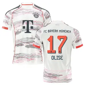 Unisex Soccer Bayern Munich Team Michael Olise 17 Champions League Playoffs 2026 Away On Field Jersey - White