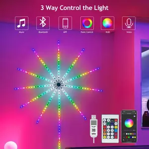 RGB Smart LED Fireworks Light Strip , Creative LED Lighting, RGBW Color Changing , Music Sync & App Control , Compatible with Smartphones/Tablets , Festive Decorative Atmosphere Lights，for Home, Christmas, Bedroom, Bar , Party