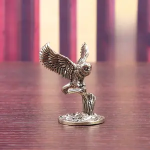 Handmade Pure Brass Owl Motif Figurine, Solid Metal Decor, Heavy Craft Ornament, Aesthetic Desk Accessory for Living Room & Home TV Cabinet