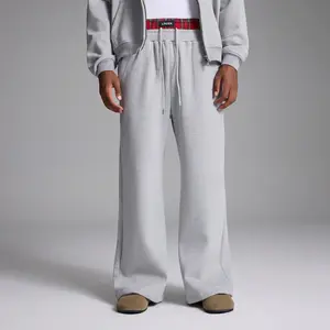 Woolenmaker Boxer Double Waist Baggy Sweatpants,460GSM Ultra Heavyweight Fleece Streetwear Joggers