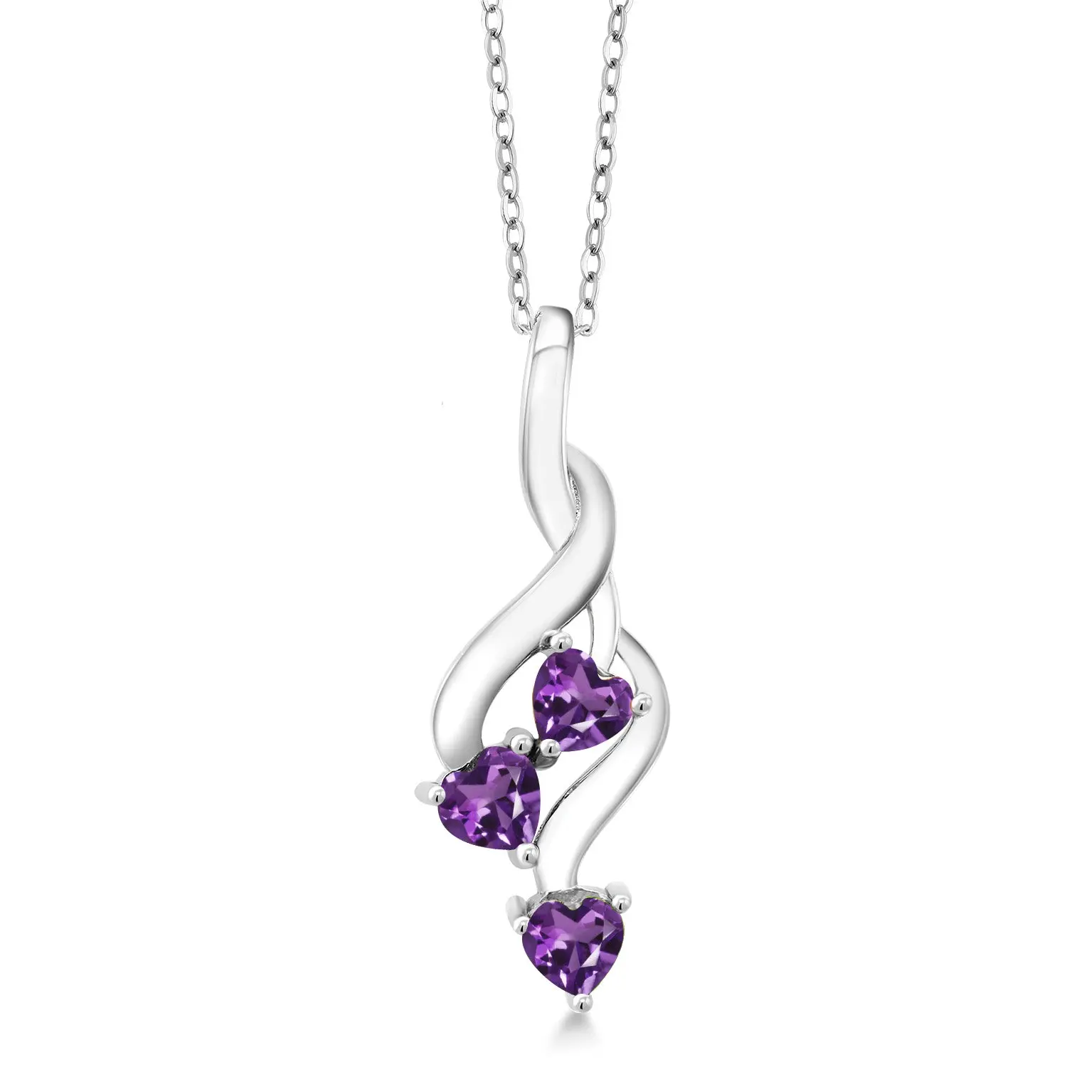 0.68 Cttw Purple Amethyst Pendant Necklace For Women | 925 Sterling Silver | Gemstone February Birthstone | Heart Shape 4MM |With 18 Inch Silver Chain