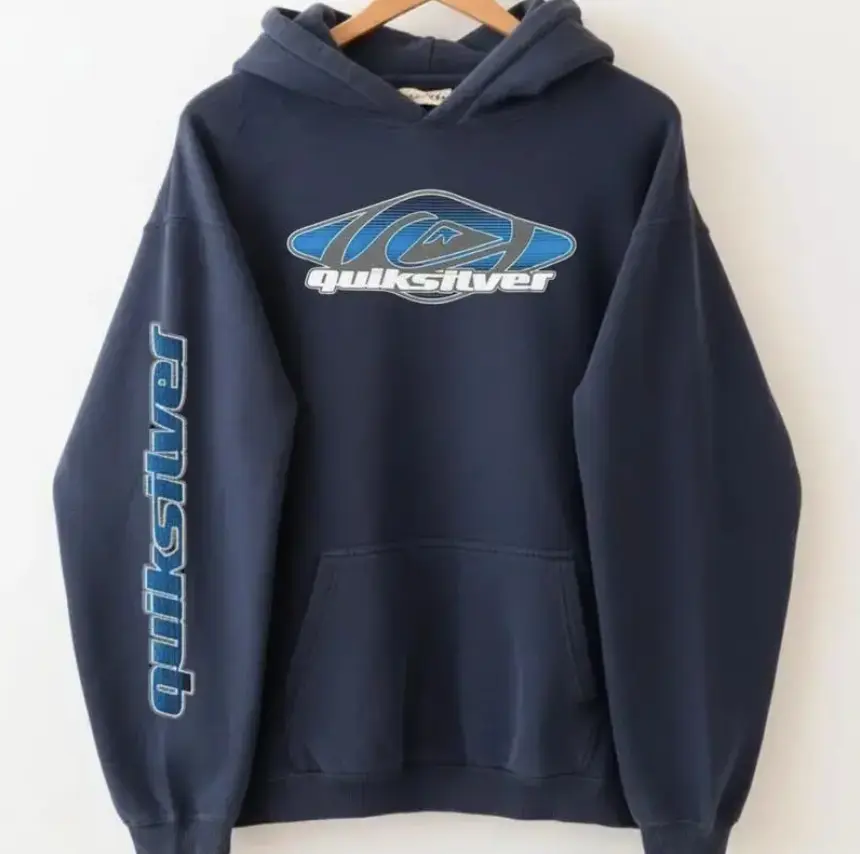 Vintage 90s Quiksilver Big Logo Surfing Hoodie, Sun Faded Surf Crewneck, Retro 1990s Streetwear, Classic Menswear, Unisex Hoodie