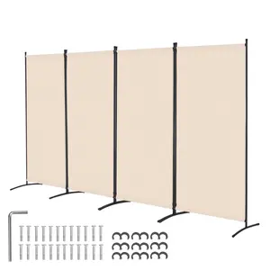 【FathersDayGift】VEVOR Room Divider, 4 Panel Room Divider, Folding Privacy Screen and Portable Partition Divider for Room Separation, Freestanding Room Partitions for Office, Bedroom, Study, BeigeSummervibes